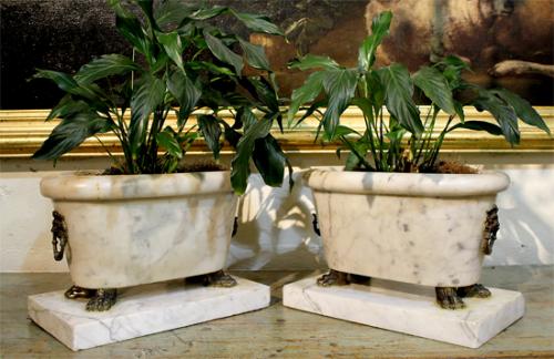 A Pair of 19th Century Roman Marble Plant Stands No. 219