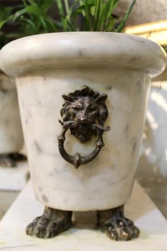 A Pair of 19th Century Roman Marble Plant Stands No. 219