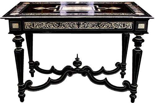 A 19th Century Florentine Ebony and Inlaid Bone Salon Table 4174 A 19th Century Florentine Ebony and Inlaid Bone Salon Table 4174