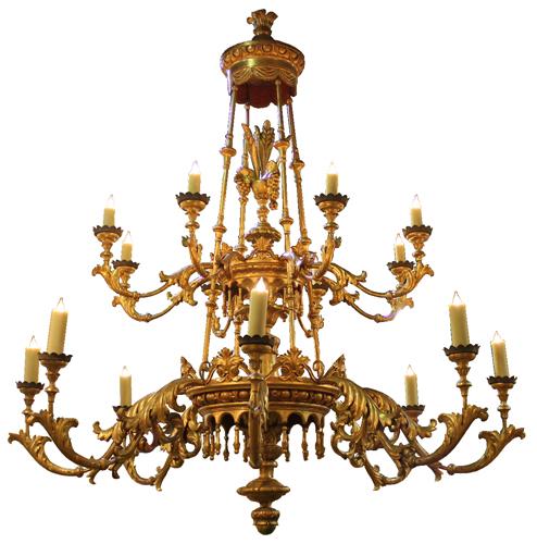 A Towering 19th Century Tuscan Giltwood Palazzo Chandelier No. 4201