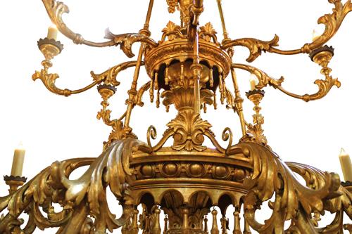 A Towering 19th Century Tuscan Giltwood Palazzo Chandelier No. 4201