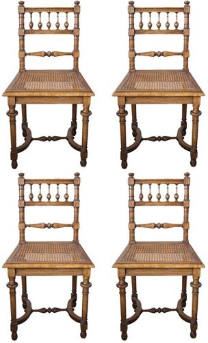 A Set of Four 19th Century English Turned Elmwood Slat-Back Chairs No. 4204