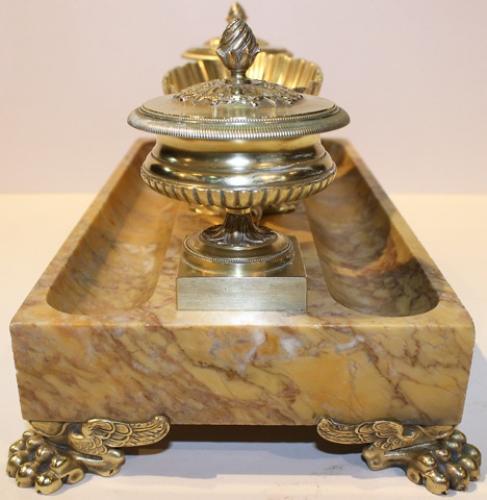 A 19th Century Italian Siena Marble and Brass Inkstand No. 4247