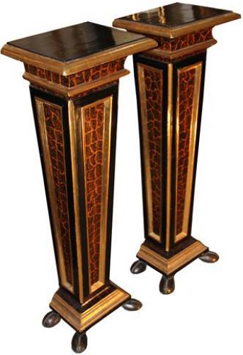 A Pair of Polychrome, Ebonized and Parcel-Gilt Florentine Pedestals No. 4266