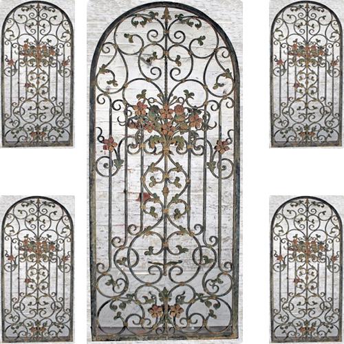 A Set of Four 19th Italian Polychrome and Iron Gates No. 4127