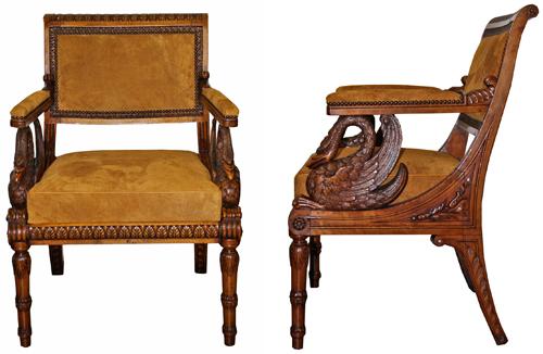 An Unusual 19th Century Italian Empire Walnut Armchair No. 4263