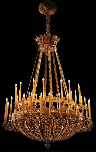 A Palatial 19th Century French Empire Bronze Doré 46-light Chandelier No. 4213