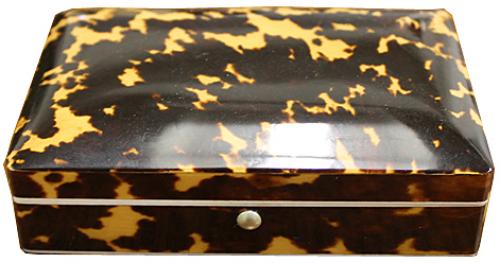 A Late 19th Century English Lund Tortoiseshell Box No. 4228