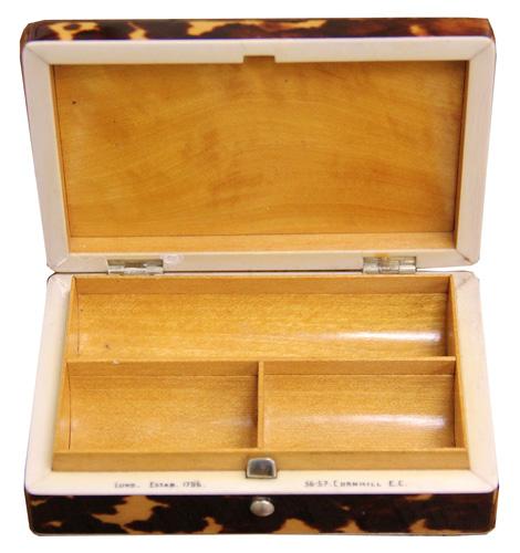 A Late 19th Century English Lund Tortoiseshell Box No. 4228