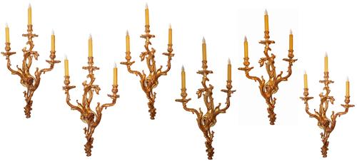 A Set of Six 19th Century Italian Giltwood Sconces No. 4260