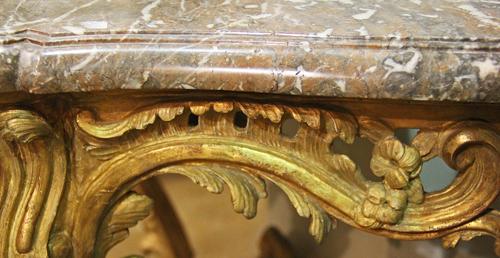 An 18th Century French Louis XV Giltwood and Breccia Marble Console No. 4312