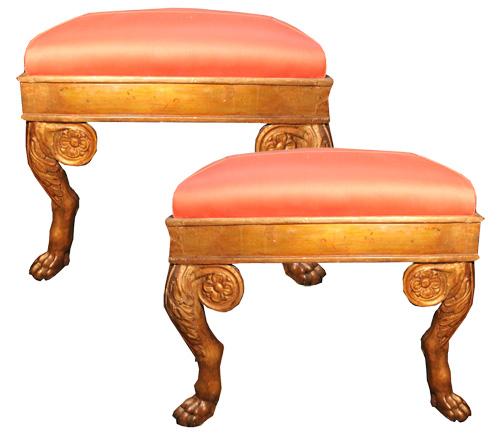 A Pair of 18th Century Louis XV Italian Giltwood Benches No. 4323