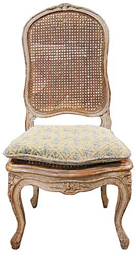 A Charming Diminutive 18th Century French Louis XV Parcel-Gilt and Polychrome Caned Child’s Chair No. 4332
