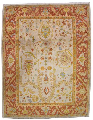 A Late 19th Century Turkish Oushak Wool Rug No. 4336