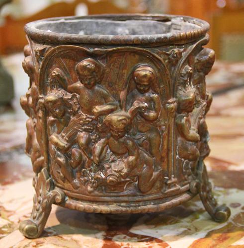 A 19th Century Italian Patinated Copper Repoussé Jardinière Plant Holder No. 4354