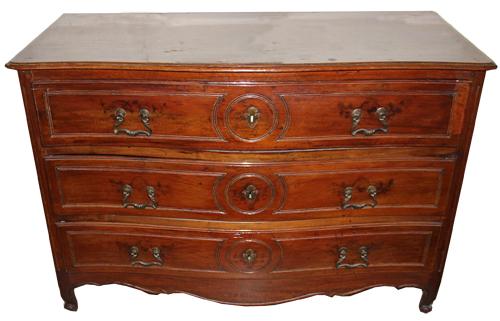 A Fine 18th Century Italian Louis XV Walnut Three Drawer Commode No. 4363