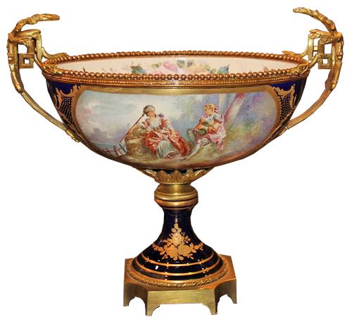 A 19th Century French Hand-Painted Porcelain Tazza No. 4436