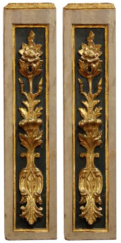 A Pair of 18th Century Parcel-Gilt Polychrome Italian Wall Appliqués No. 4428