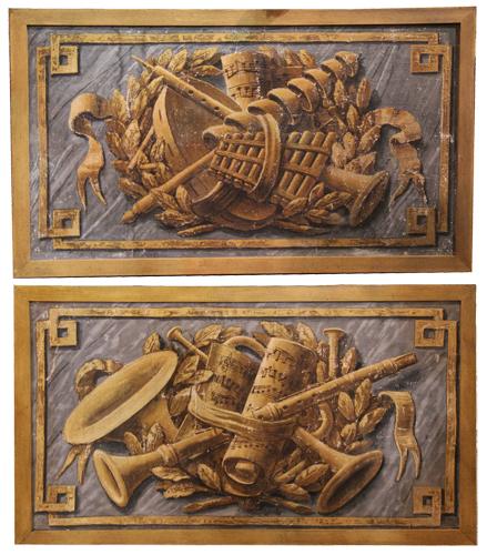 A Pair of 19th Century Italian Oil on Canvas Wall Hangings No. 4429