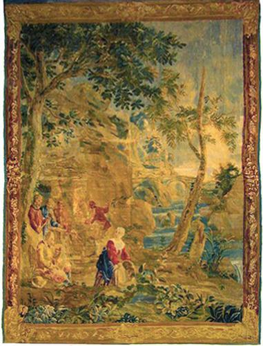 A 17th Century French Tapestry of Villagers by a Stream No. 2137