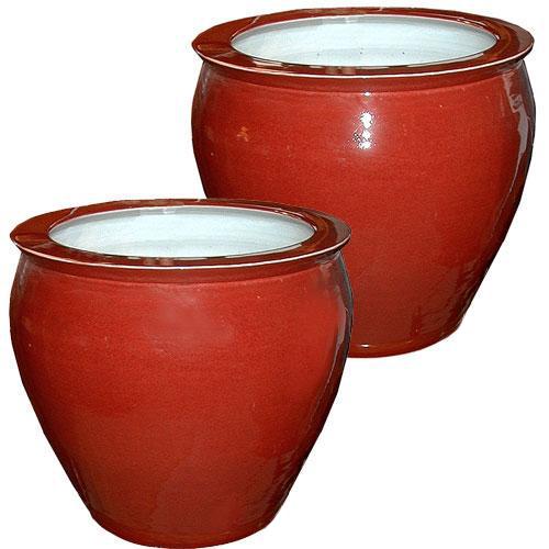 A Pair of Chinese Porcelain Sangue de Bouf Urns No. 476