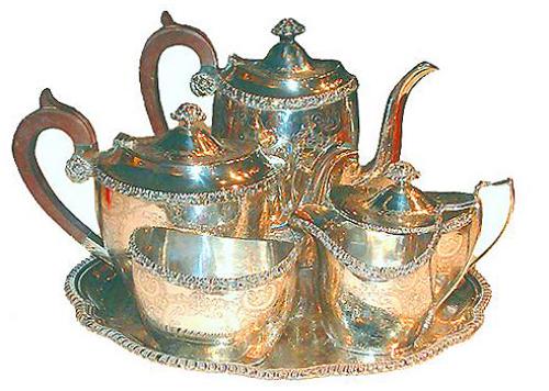 A 19th Century English Six-Piece Silvered Tea Set No. 2490