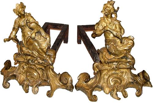 A Pair of Louis XV Ormolu Chenets 2476