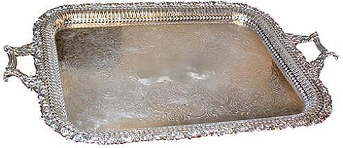 A Handsome 19th Century Rectangular Silvered Serving Tray No. 2428