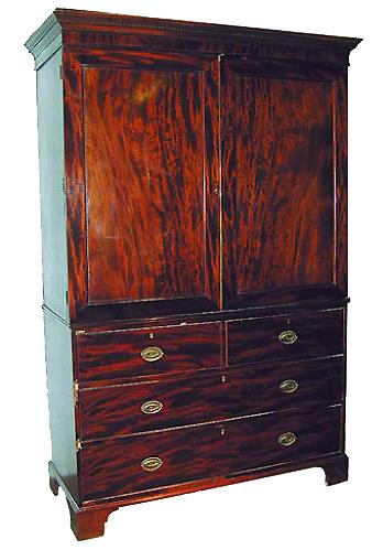 A Fine 19th Century English Mahogany Linen Press No. 1022