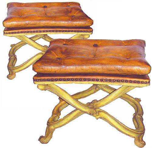 A Pair of 19th Century Italian Polychrome Tabourets No. 1272