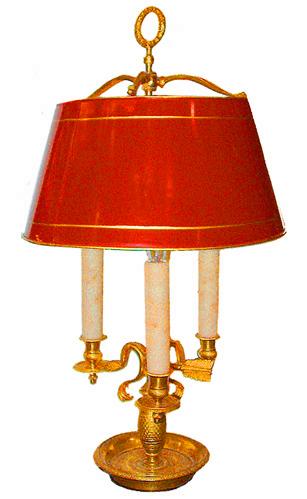 A 19th Century French Three-Light Brass Bouillotte Lamp No. 2567
