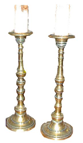 A Pair of 19th Century French Brass Candlesticks No. 1094