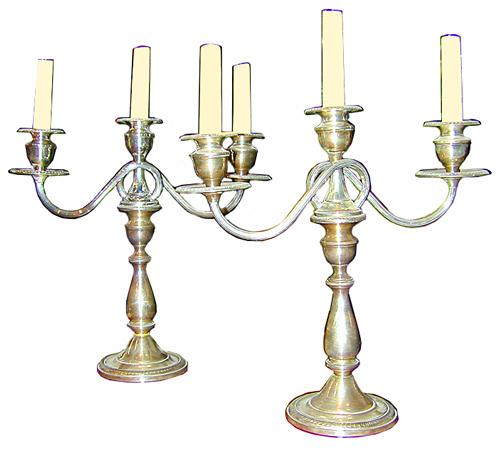 A Pair of English Three-Arm Candelabras No. 297