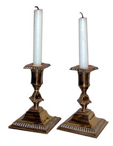 An Elegant Pair of English Brass Candlesticks No. 83