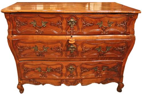 An 18th Century Louis XV Cherry Reverse en Tombeau Commode No. 1914