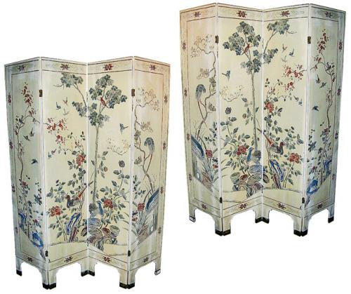 A Pair of 19th Century Four-Panel Oriental Screens No. 504