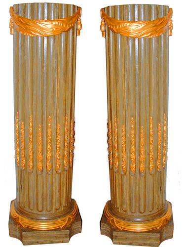 A Striking Pair of Polychrome and Parcel-Gilt Neoclassical Pedestals No. 2417