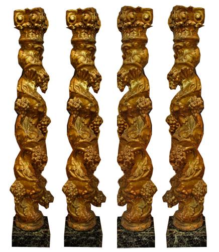 A Set of Four Late 17th Century Carved Giltwood Architectural Columns No. 2311