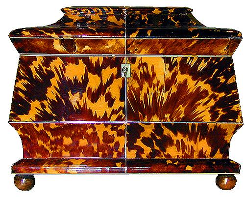 A 19th Century English Regency Blonde Tortoiseshell Tea Caddy 2216