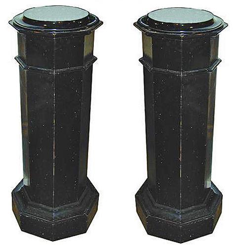 A Pair of 19th Century Italian Ebonized Pedestals No. 1754