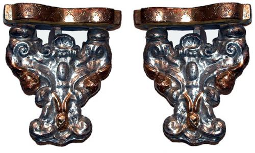 A Pair of 19th Century Italian Silver-Gilt and Giltwood Carved Sconces No. 463