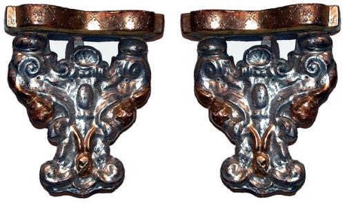 A Pair of 19th Century Italian Silver-Gilt and Giltwood Carved Sconces No. 463