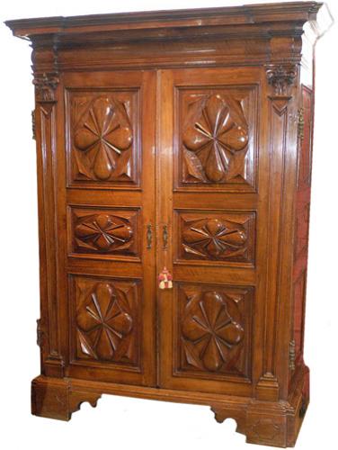 A Rare 17th Century Italian Walnut Armoire 1410