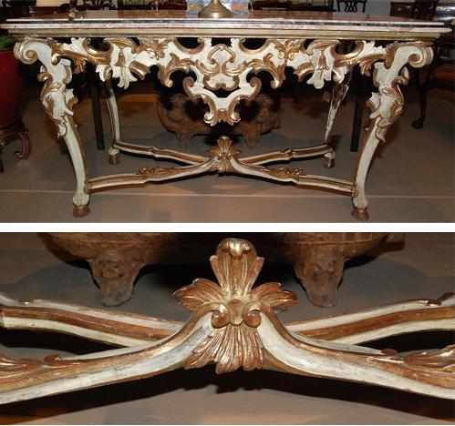 An 18th Century Italian Polychrome and Parcel-Gilt Rococo Console No. 1649