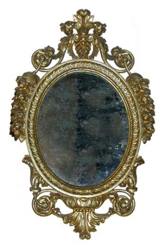 An Oval 19th Century Italian Silver Gilt Mirror No. 2230