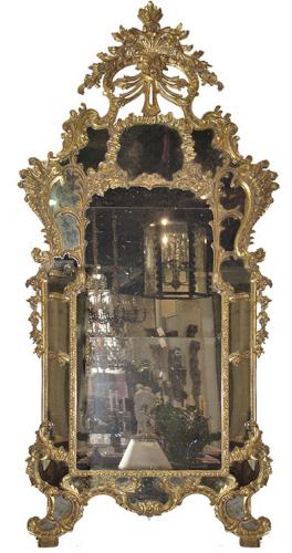 An Elaborately Carved 18th Century Italian Giltwood Rococo Mirror No. 1004