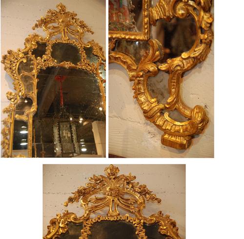 An Elaborately Carved 18th Century Italian Giltwood Rococo Mirror No. 1004