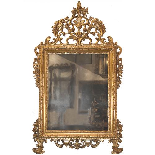 A Fine Highly Carved 18th Century Italian Louis XV Giltwood Mirror No. 934