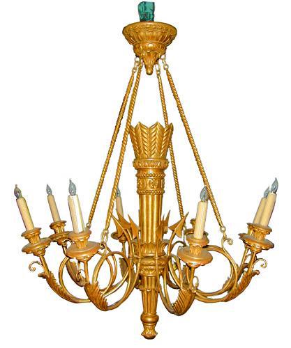 A Fine Pair of Italian Louis XV Style Carved Giltwood Chandeliers No. 1395