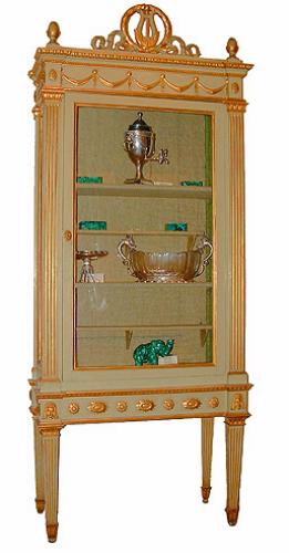 A Stately 18th Century Parcel-Gilt and Polychrome Italian Louis XVI Vitrine No. 2413